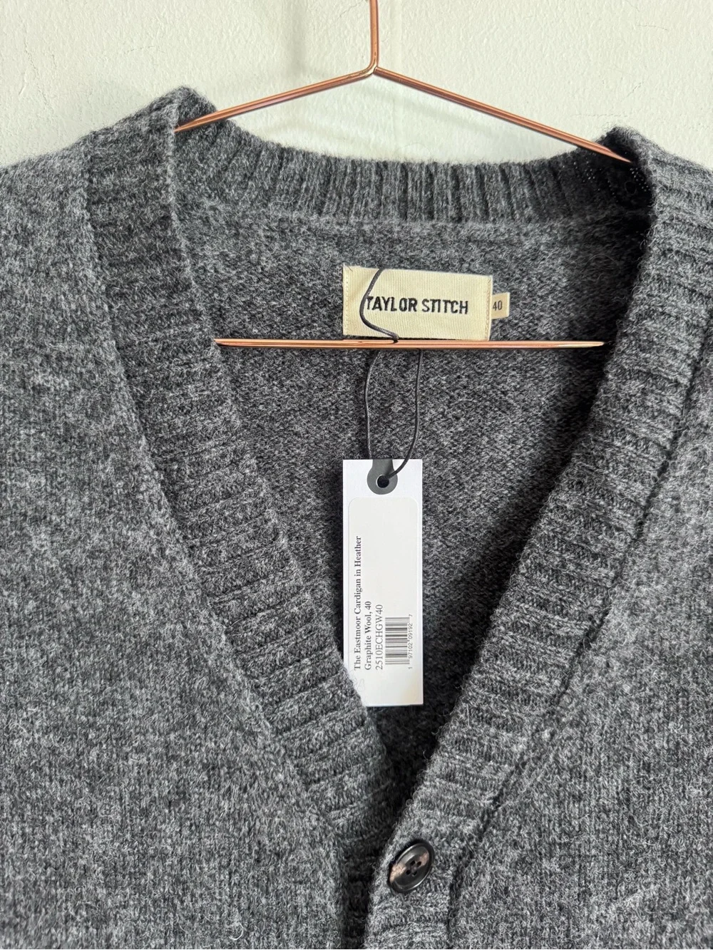 NWT Taylor Stitch The Eastmoor Cardigan in Heather Graphite Wool M $188